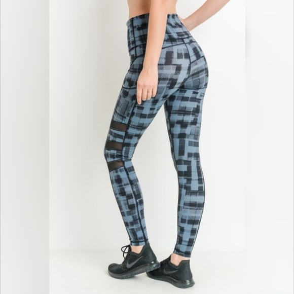 Highwaist Mesh & Dotted Plaid Pockets Full Legging - Picture 2 of 6